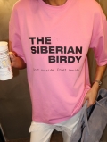 Women's Casual Cotton Pink T-Shirt Oversized Short Sleeve Round Neck Letter Print Top Streetwear Summer Fashion Tee