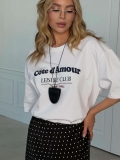 Women's Summer Cotton Letter Print Short Sleeve T-Shirt Loose Fit Casual Round Neck Streetwear Top For Women Everyday Wear