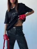 Women's Short Sleeve T-Shirt Cotton Blend Letter Print Round Neck Loose Fit Summer Casual Daily Streetwear European Punk Style Fashionable Top
