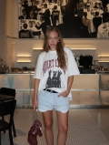 Women's Maryland Letter Doberman Print T-Shirt Heavy Cotton Oversized Short Sleeve Round Neck Summer Vintage Streetwear Graphic Top
