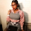 Women's Fashion Two-Piece Set Striped Long Sleeve Shirt And Grey Knit Crop Vest Preppy Style Button Down Blouse Layered Casual Streetwear Top For Women