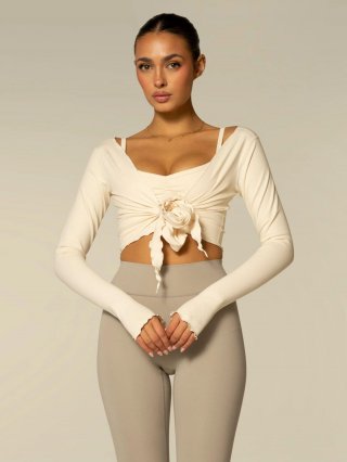 Women's Sexy Wrap V Neck Crop Top Long Sleeve Tie Up T-Shirt Slim Fit Solid Color Yoga Athleisure Top For Women Party Clubwear High Elasticity Wrap Around Tee