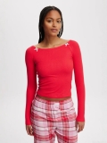 Women's Sexy Off-Shoulder Long Sleeve T-Shirt Ribbed Knit Slim Fit Top With Bow Decoration Polyester Spandex Raglan Sleeve Base Layer For Daily Dating Streetwear