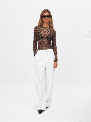 Women Sexy Leopard Print Mesh T-Shirt Long Sleeve See Through Slim Fit Crop Top For Party Clubwear Streetwear Fashion Blouse Women Sexy Leopard Print Mesh T-Shirt Long Sleeve See Through Slim Fit Crop Top For Party Clubwear Streetwear Fashion Blouse