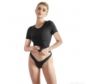 Women's Casual Solid Color Slim Fit Cropped T-Shirt Short Sleeve Round Neck Polyester Spandex Tee Top For Women Streetwear