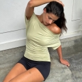Women's Sexy Ruched Single Shoulder T-Shirt Asymmetric Slim Fit Solid Color Short Sleeve Milk Silk Top Daily Casual Streetwear For Ladies Elegant Blouse