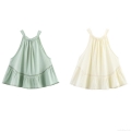 Women's Halter Neck Sleeveless Top Hollow Out Lace Patchwork Ruffle Hem Tie Up Backless Cotton Blend T-Shirt Summer Casual Streetwear Camisole