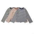 Women's Striped Long Sleeve T-Shirt Contrast Color Round Neck Cotton Blend Pullover Casual Street Style Tops For Fall Autumn