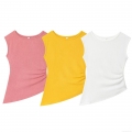 Women's Sleeveless Ribbed Knit T-Shirt Slim Fit Irregular Hem Tank Top Side Ruched Design Solid Color Round Neck Casual Streetwear Fashion Vest For Summer Autumn