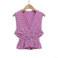 Women's V Neck Sleeveless Top Eyelet Embroidery Polyester Cotton Blend Smocked Waist Peplum Hem Daisy Floral Boho Style For Women Summer Lightweight Casual Tee