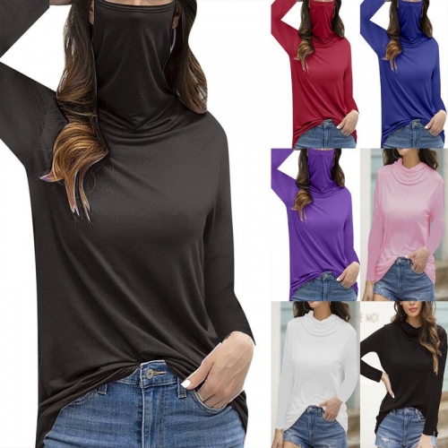 Women's Integrated Mask High Neck T-Shirt Long Sleeve Face Cover Sun Protection Breathable Polyester Spandex Slim Fit Top Outdoor Sports Casual Women's Integrated Mask High Neck T-Shirt Long Sleeve Face Cover Sun Protection Breathable Polyester Spandex Slim Fit Top Outdoor Sports Casual
