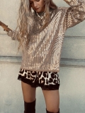 Women's Elegant High-End Sequin Knit Top Heavy Industry Long Sleeve Round Neck Loose Pullover T-Shirt For Party Fashion Women Socialite Clothes