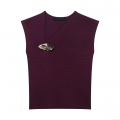 Women's Elegant Sleeveless Knit Top With Gold Metal Buckle Slim Fit V-Neck Pullover Tank Top For Office Daily Commuting Casual Wear