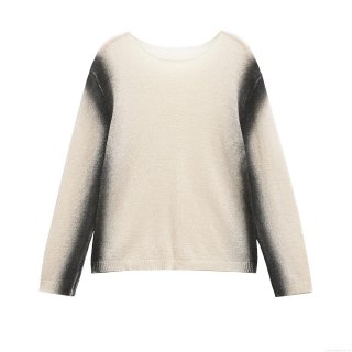 Women's Casual Knit Long Sleeve T-Shirt Ombre Gradient Design Crew Neck Loose Fit Polyester Spandex Blend Lightweight Pullover Top For Summer Spring Women Fashion