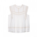 Women's Sweet Embroidered Sleeveless Top Elegant White Lace Patchwork Round Neck Loose Summer Casual Blouse T-Shirt For Women Lightweight Breathable Upper