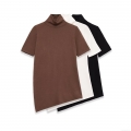 Women's Casual High Neck Short Sleeve T-Shirt With Asymmetric Hem Soft Knit Solid Color Tee Top For Daily Streetwear Women