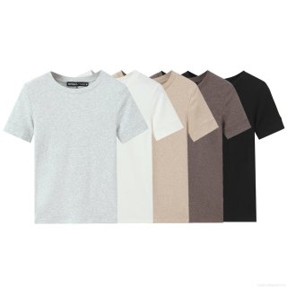 Women's Casual Short Sleeve T-Shirt Minimalist Solid Color Round Neck Loose Fit Knit Top Lightweight Breathable Tee For Daily Streetwear
