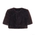 Women's American Casual Faux Fur Short Sleeve Top Round Neck Loose Fit Plush T-Shirt Winter Warm Streetwear Crop Top For Women
