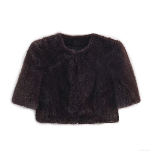 Women's American Casual Faux Fur Short Sleeve Top Round Neck Loose Fit Plush T-Shirt Winter Warm Streetwear Crop Top For Women Women's American Casual Faux Fur Short Sleeve Top Round Neck Loose Fit Plush T-Shirt Winter Warm Streetwear Crop Top For Women