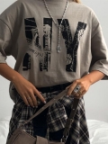 Women's Retro NY Brooklyn Print Oversized T-Shirt Cotton And Polyester Blend Short Sleeve Round Neck Streetwear Summer Casual Top For Women Girls