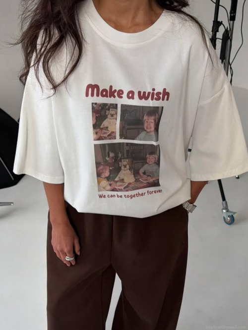 Women's Oversized Cotton T-Shirt Retro Photo Print Short Sleeve American Lazy Style Graphic Tee Casual Streetwear Loose Top For Daily Wearing