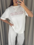 Women's Casual Cotton Letter Print T-Shirt Loose Oversize Short Sleeve Round Neck Summer Daily Streetwear Graphic Tee Top Comfortable Breathable Soft Shirt