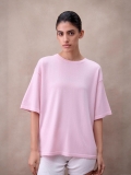 Women's Knitted T-Shirt Pink Short Sleeve Round Neck Loose Fit Cotton Blend Sweet Casual Summer Top for Ladies Daily Streetwear