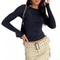 Women's Casual Modal Spandex Slim Fit T-Shirt Solid Color Round Neck Long Short Sleeve Basic Layering Top Pullover For Daily Wear