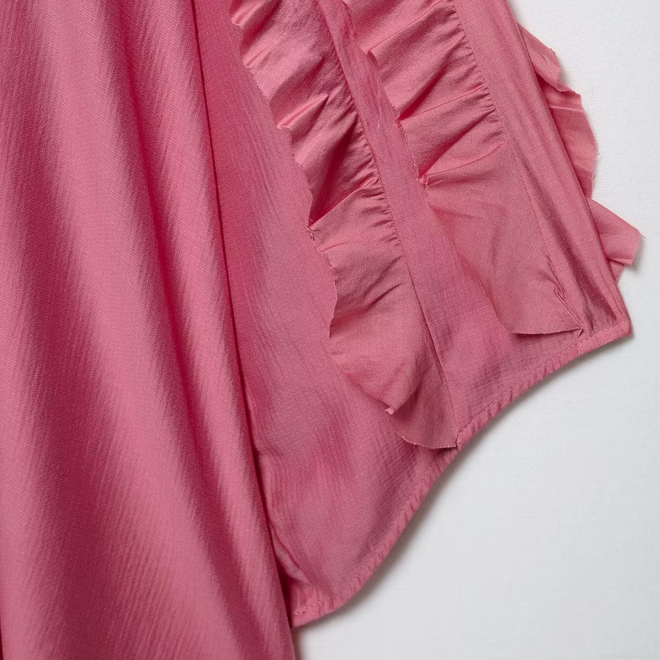 Women's Elegant Rose Red Ruffle Stand Collar Blouse Vintage Court Style Long Sleeve Tie Neck Silk Like Polyester Shirt Top For Daily Commute Festive Party