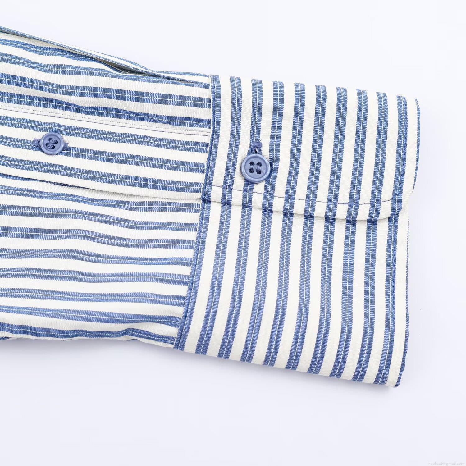 Women's Casual Striped Long Sleeve Blouse Poplin Button Down Shirt Office Commute Loose Fit Top With Pocket Single Breasted Women Clothing