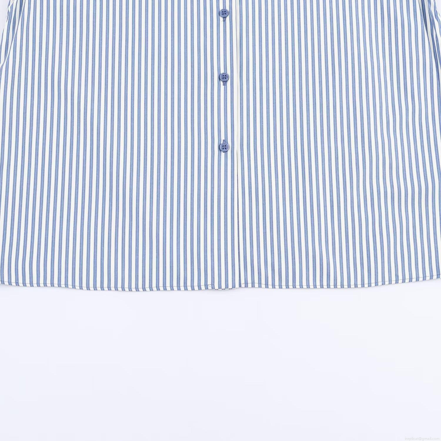 Women's Casual Striped Long Sleeve Blouse Poplin Button Down Shirt Office Commute Loose Fit Top With Pocket Single Breasted Women Clothing