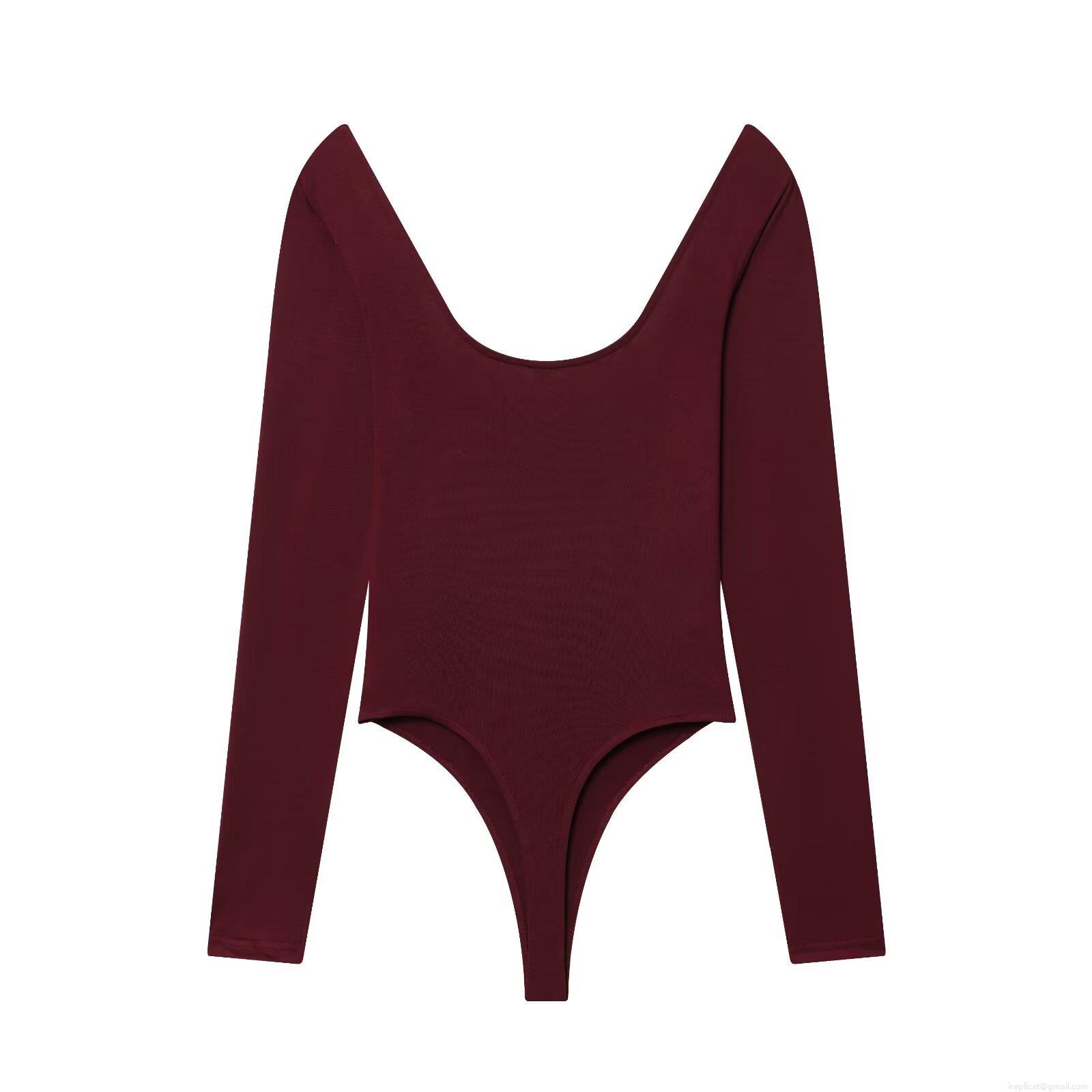 Women's Long Sleeve Bodysuit Cotton Blend Slim Fit U-Neck Backless Streetwear Fashion Romper Sexy Jumpsuit For Women Daily Casual Wear
