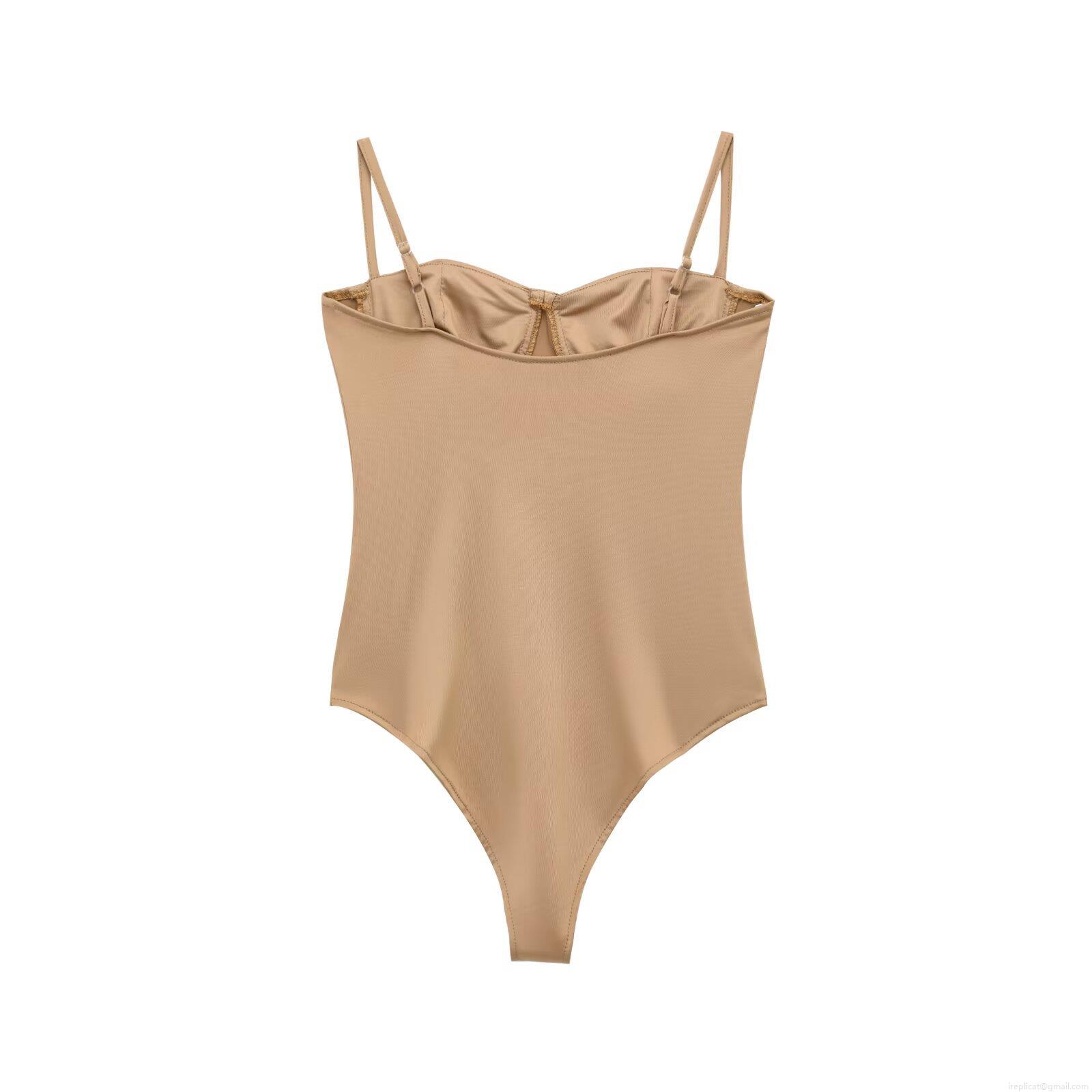 Women's Sexy Satin Texture Bodysuit Slim Fit Structured Cup Cami Jumpsuit Sleeveless Streetwear Summer One-Piece Clothing for Women