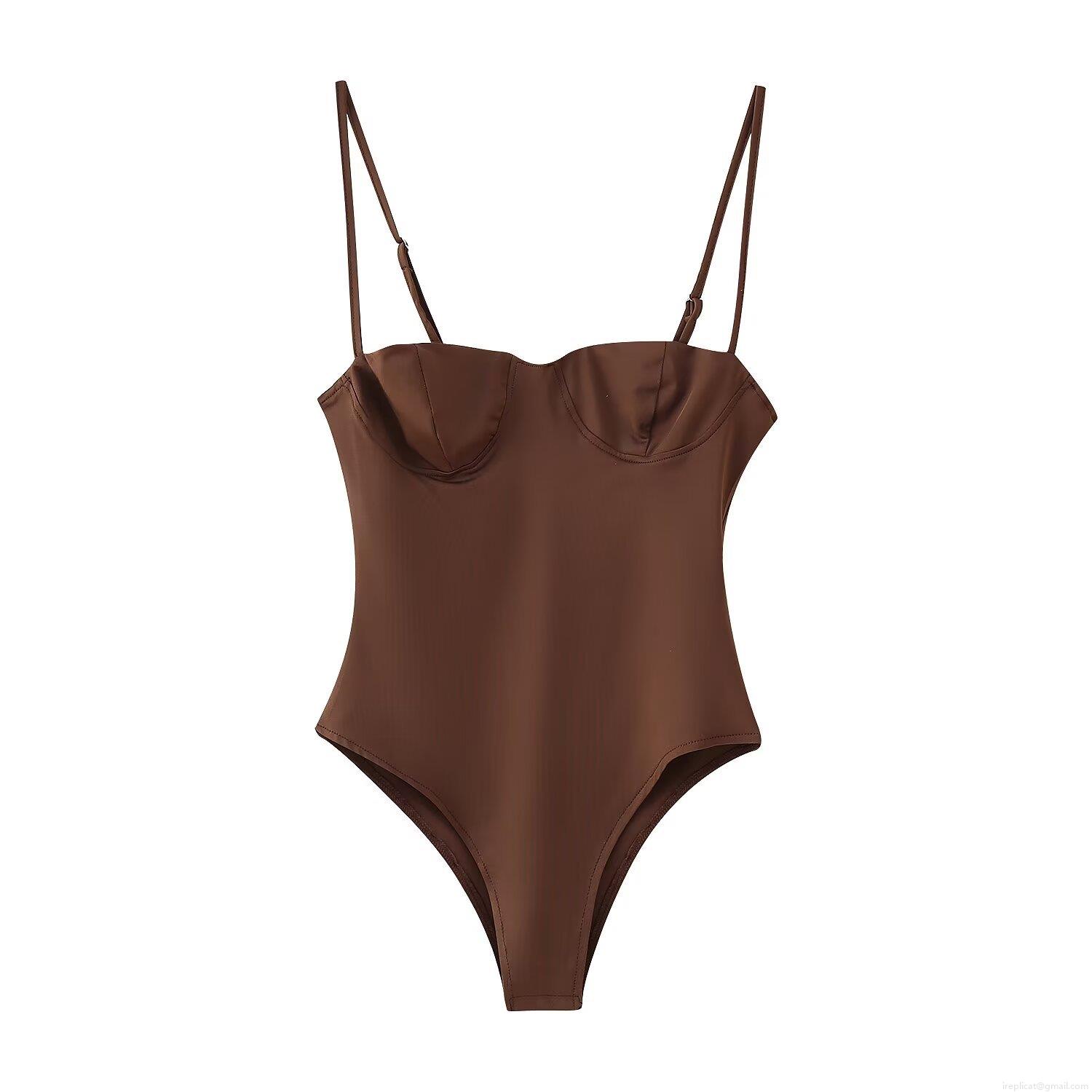 Women's Sexy Spaghetti Strap Bodysuit With Underwire Cup Slim Fit Backless One-Piece Sleeveless Top For Summer Party Clubwear Fashion Outfits