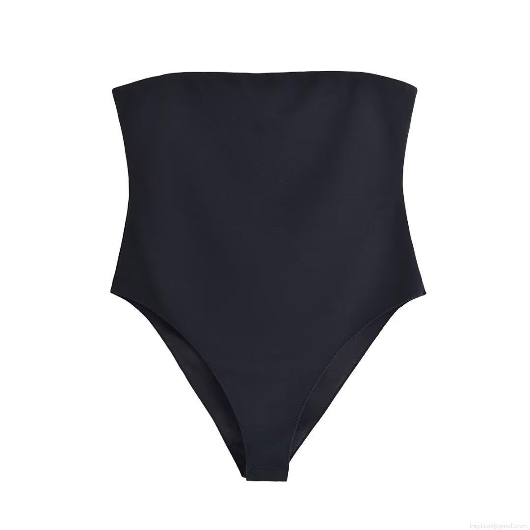 Women's Sexy Off-Shoulder Backless Bodysuit Polyester Spandex Elastic Slim Fit Solid Color Tube Top Jumpsuit For Summer Beach Party Clubwear Casual Streetwear