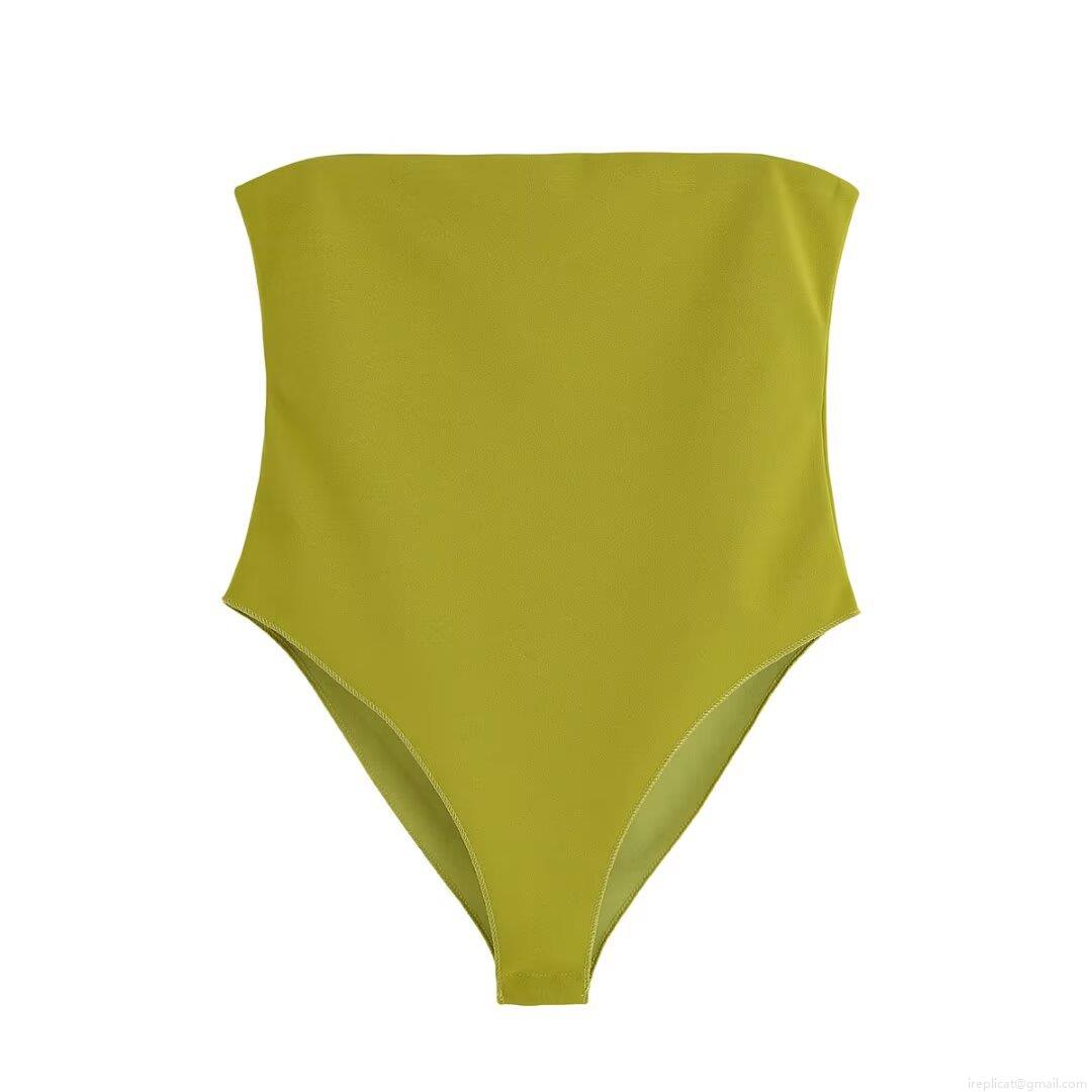 Women's Sexy Off-Shoulder Backless Bodysuit Polyester Spandex Elastic Slim Fit Solid Color Tube Top Jumpsuit For Summer Beach Party Clubwear Casual Streetwear