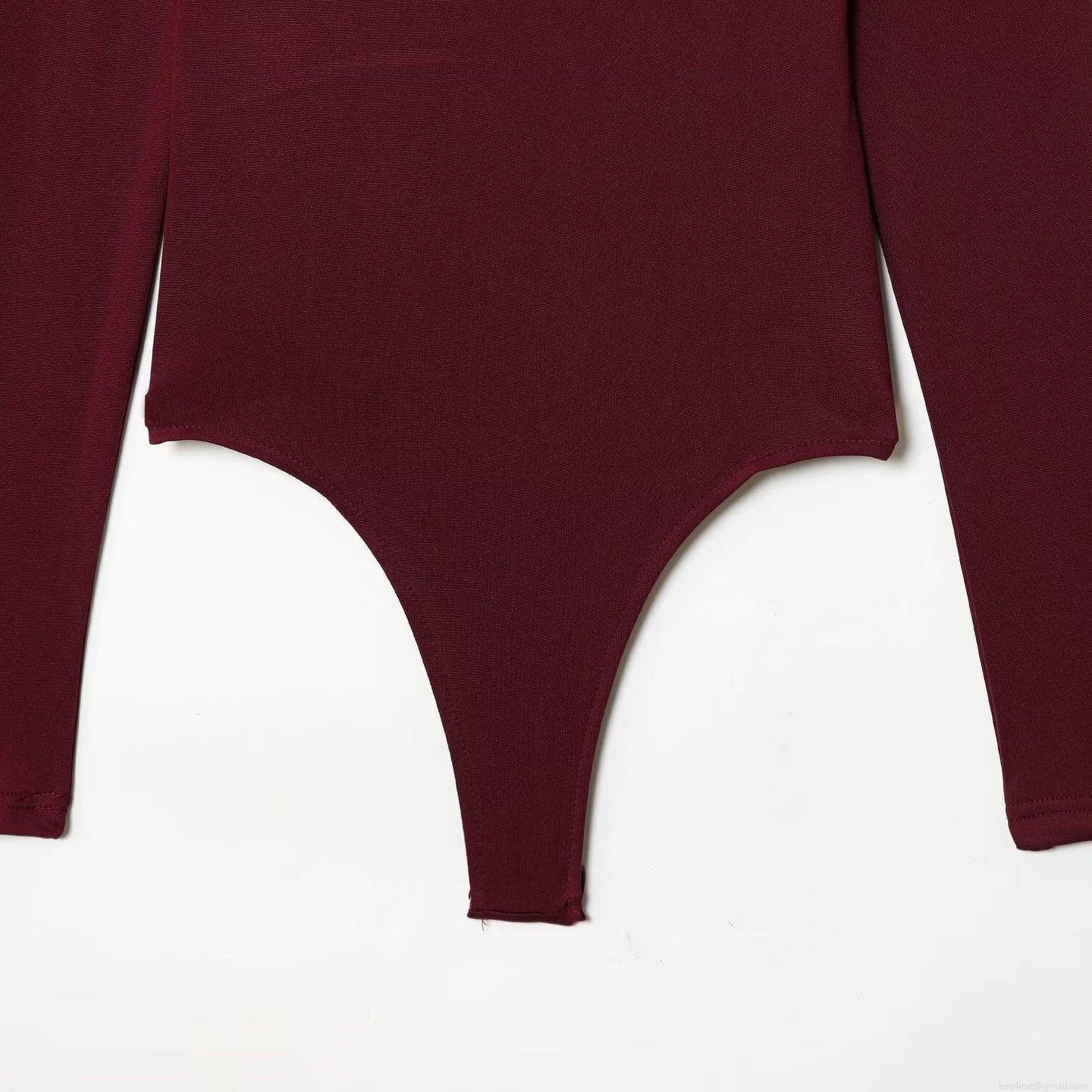 Women's Square Neck Long Sleeve Bodysuit High Stretch Spandex Synthetic Knit Fabric Slim Fit Solid Color Thong Bottom Bodysuits Sexy Basic Jumpsuit Tops For Daily Wear Party