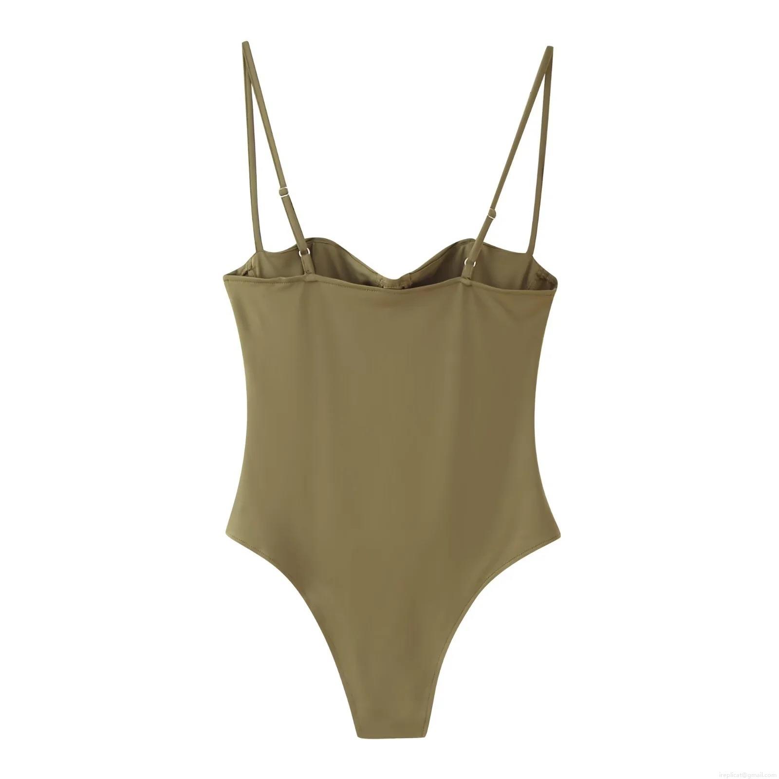 Women Sexy Satin Underwire Bodysuit Spaghetti Strap Slim Fit Sleeveless Leotard Top For Summer Vacation Party Casual Streetwear