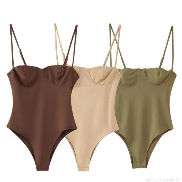 Women Sexy Satin Underwire Bodysuit Spaghetti Strap Slim Fit Sleeveless Leotard Top For Summer Vacation Party Casual Streetwear