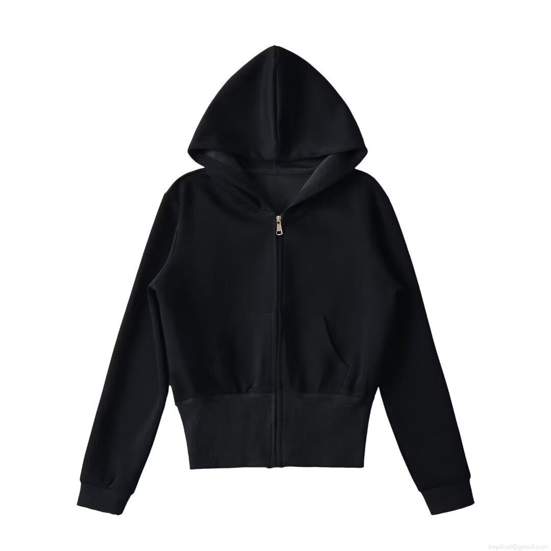 Women's Casual Solid Zip Up Hoodie Long Sleeve Hooded Sweatshirt With Kangaroo Pockets Ribbed Trim Polyester Cotton Blend Streetwear For Autumn Winter