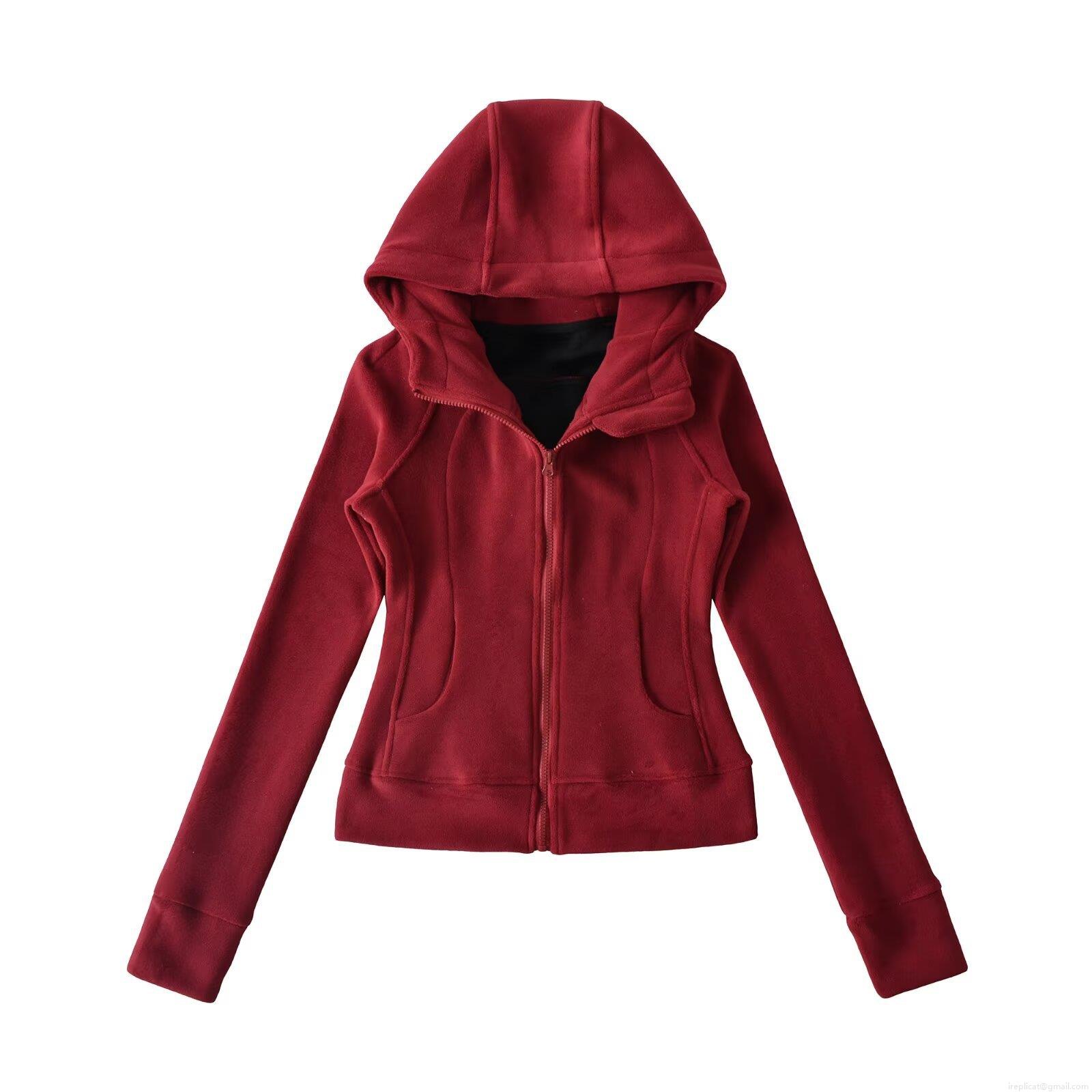 Women's Slim Fit Full Zip Hooded Sweatshirt Fleece Lined Athletic Jacket With Thumb Holes Solid Color Warm Activewear Outwear For Autumn Winter