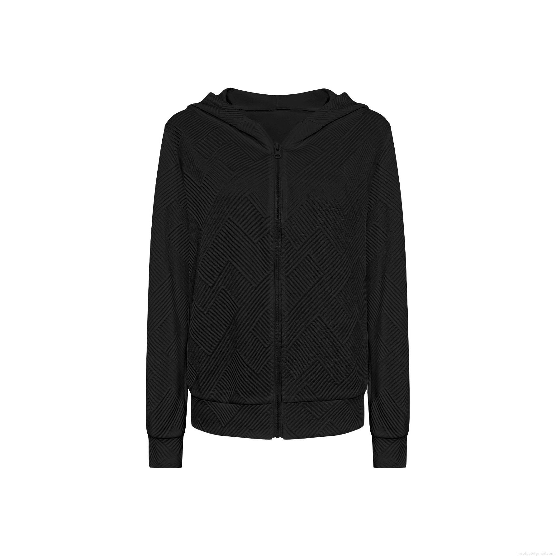 Women's Textured Zip Up Hoodie Geometric Jacquard Long Sleeve Sweatshirt Jacket Casual Hooded Outerwear Polyester Spandex Blend Autumn Winter Fashion for Women