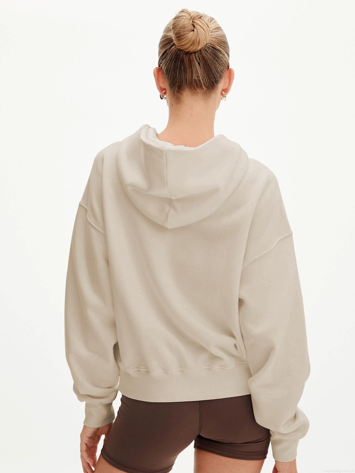 Women's Half Zip Hoodie Cotton Blend Oversized Long Sleeve Sweatshirt With Kangaroo Pocket For Daily Leisure Streetwear Fashion Comfortable Pullover