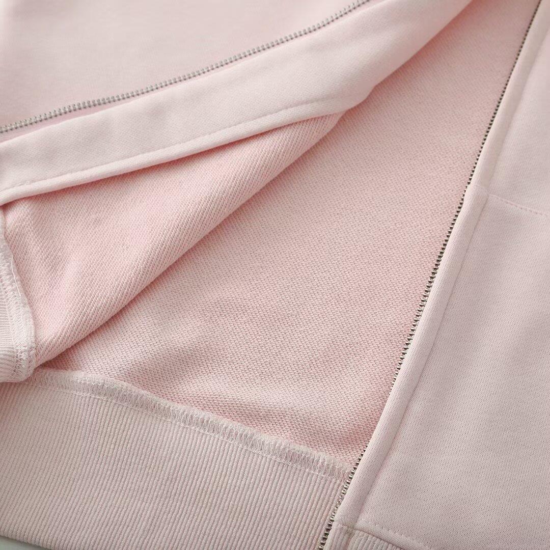 Women's Casual Fashion Cotton Blend Zip-up Hoodie Hooded Drawstring Sweatshirt With Pockets Long Sleeve Simple Solid Color Jacket For Women