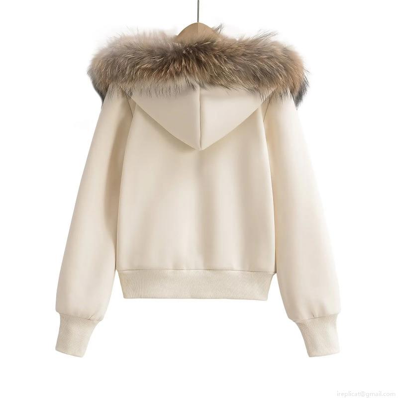 Women's Casual Cotton Blend Fleece Hooded Sweatshirt With Detachable Fur Collar Zip Up Thickened Warm Winter Jacket Streetwear Elegant Solid Color Top For Women