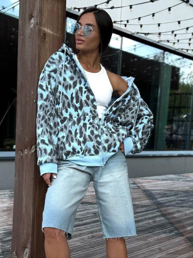 Women's Loose Leopard Print Zip Up Hoodie Cotton Blend Long Sleeve Hooded Sweatshirt Casual Streetwear Jacket Outerwear for Women Autumn