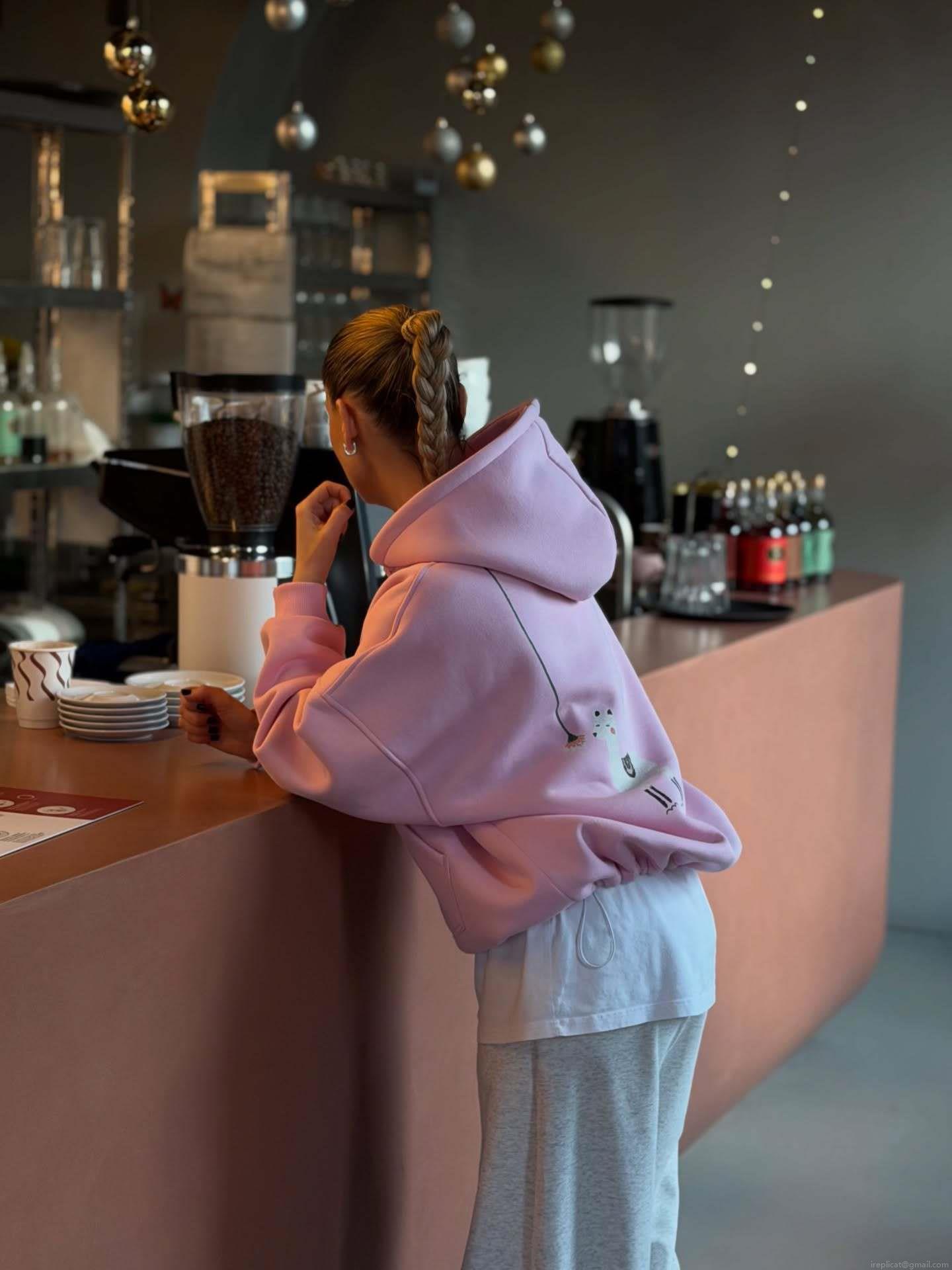 Women's 100% Cotton Fleece Alpaca Print Oversized Hoodie Warm Long Sleeve Pullover Casual BF Style Loose Sweatshirt for Winter Autumn Streetwear