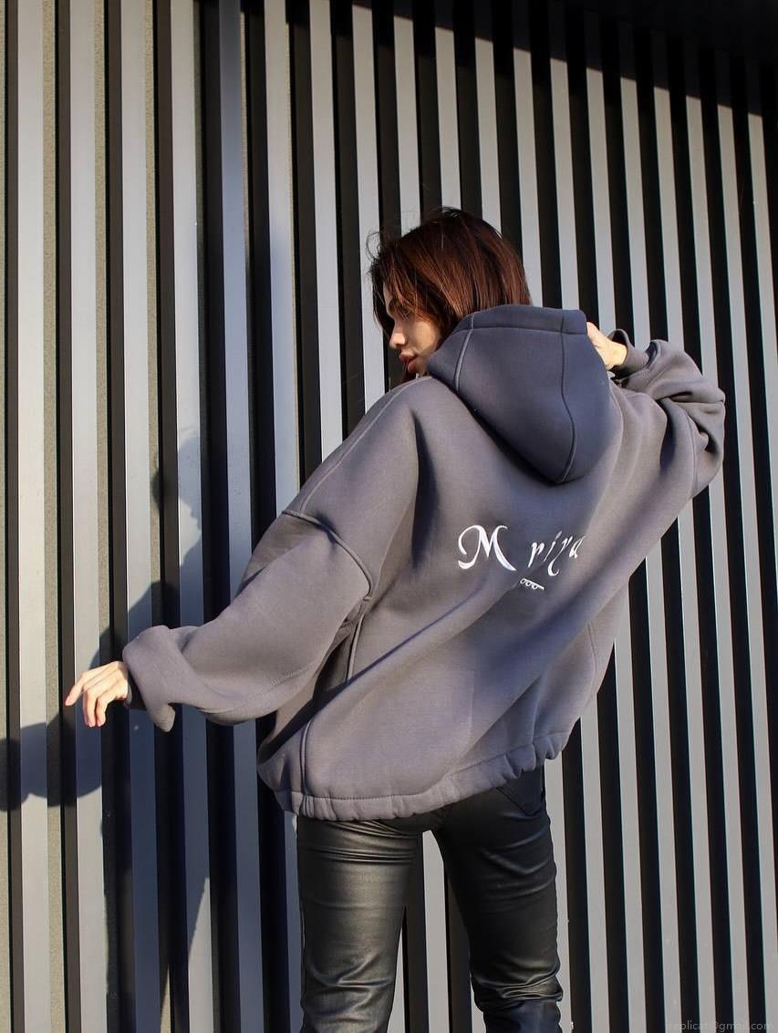 Women's Oversized Hooded Sweatshirt 100% Cotton Back Letter Embroidery Dropped Shoulder Boyfriend Style Streetwear Pullover Hoodie