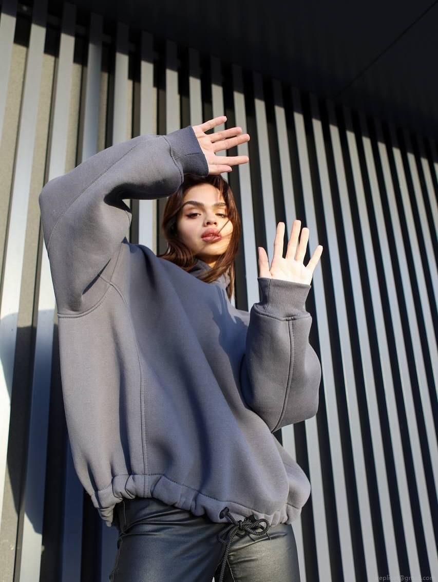 Women's Oversized Hooded Sweatshirt 100% Cotton Back Letter Embroidery Dropped Shoulder Boyfriend Style Streetwear Pullover Hoodie
