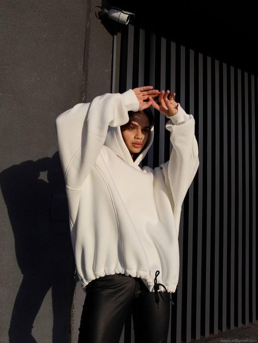 Women's Oversized Hooded Sweatshirt 100% Cotton Back Letter Embroidery Dropped Shoulder Boyfriend Style Streetwear Pullover Hoodie